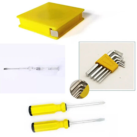 Tam Takım 12 parça tamir seti tornavida pense alyan metre falçata full set Kontrol kalemi dahil çantalı