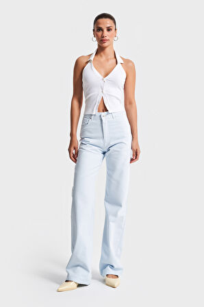 Kadın Bebe Mavisi 6s5-103 Straight Fit Yüksek Bel %100 Koton Denim Jean