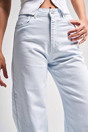 Kadın Bebe Mavisi 6s5-103 Straight Fit Yüksek Bel %100 Koton Denim Jean