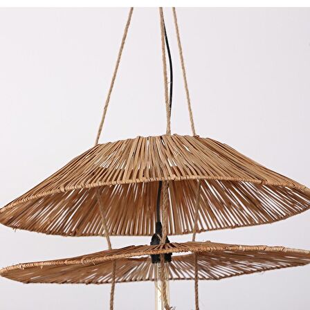 Bambu & Rattan Salon Yatak Odası, Mutfak Konik Dekoratif Sarkıt Avize, Tasarım Aydınlatma 60x80cm