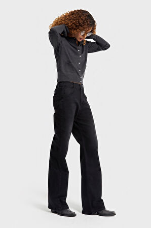 Kadın Siyah Renk 1w5-1 Straight Fit Likralı Kumaş İç Boy 80cm Denim Jean
