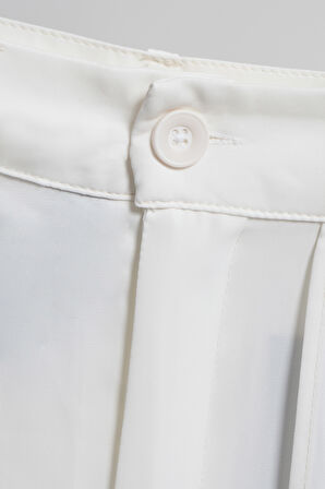 Kadın Ekru Renk Süper Bol Kesim Özel Tasarım Pantolon Etek