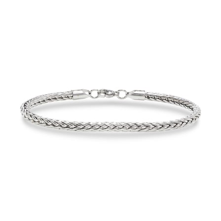💎 Premium Tilki Kuyruğu 316L Çelik Zincir Bileklik 4mm Yuvarlak 3183CZB2D1 - Siyah Renk - 20 cm