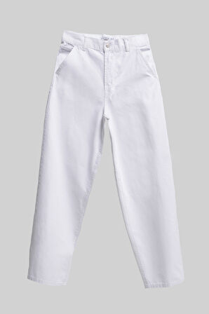 Kadın Beyaz Renk 5s5-2 Skater Fit %100 Koton İç Göstermez Denim Jean