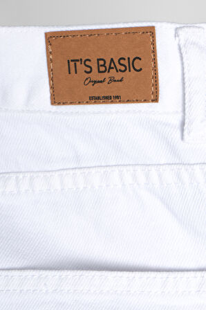 Kadın Beyaz Renk 5s5-2 Skater Fit %100 Koton İç Göstermez Denim Jean