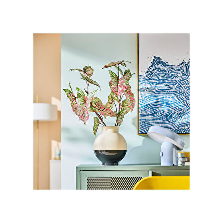 Yapay çiçek, yeşil-pembe, 72 cm, kaladyum, iç-dış mekan