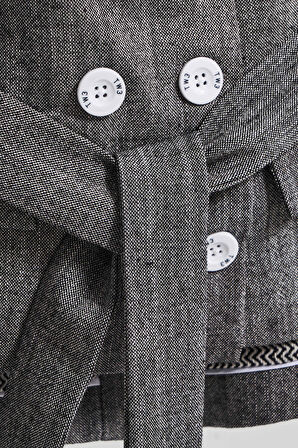 Kadın Gri Renk Kruvaze Kesim İçi Astarlı Kemer Detaylı Özel Tasarım Yelek