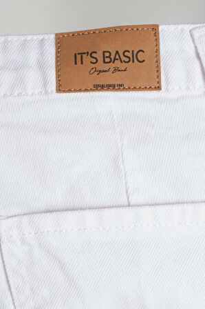 Kadın Beyaz Renk 13s5-2 Relax Fit %100 Koton Yırtık Detaylı İç Göstermez Denmi Jean