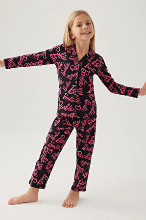 Barbie 1767-3 Kız Çocuk Gömlek Pijama Takımı