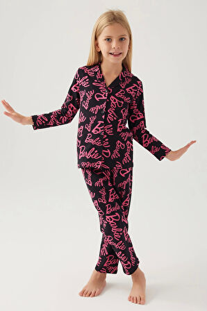 Barbie 1767-3 Kız Çocuk Gömlek Pijama Takımı