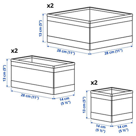 Kutu seti, koyu gri, 6 parça