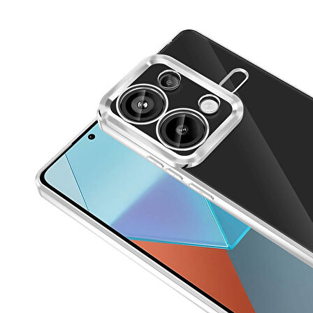 Xiaomi Redmi Note 13 Pro 4G Uyumlu Kılıf Şeffaf Logo Gösteren Parlak Renkli Kenarlı Kapak
