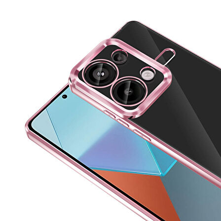 Xiaomi Redmi Note 13 Pro 4G Uyumlu Kılıf Şeffaf Logo Gösteren Parlak Renkli Kenarlı Kapak