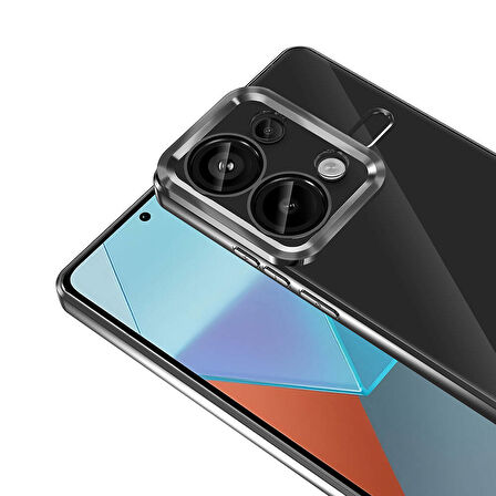 Xiaomi Redmi Note 13 Pro 4G Uyumlu Kılıf Şeffaf Logo Gösteren Parlak Renkli Kenarlı Kapak