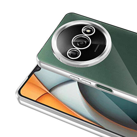 Xiaomi Redmi A3 4G 2024 Uyumlu Kılıf Şeffaf Logo Gösteren Parlak Renkli Kenarlı Kapak