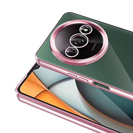 Xiaomi Redmi A3 4G 2024 Uyumlu Kılıf Şeffaf Logo Gösteren Parlak Renkli Kenarlı Kapak