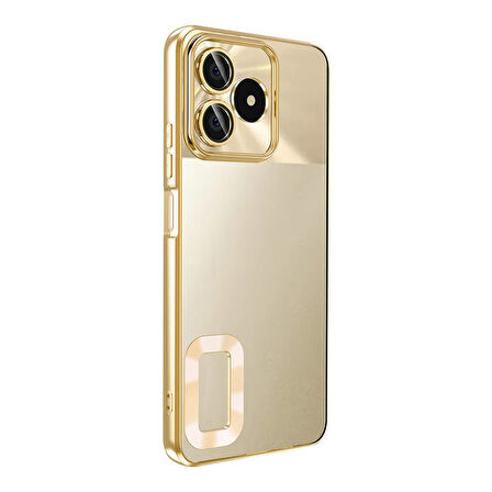 Realme Note 50 Uyumlu Kılıf Şeffaf Logo Gösteren Parlak Renkli Kenarlı Kapak