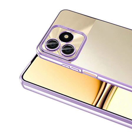 Realme Note 50 Uyumlu Kılıf Şeffaf Logo Gösteren Parlak Renkli Kenarlı Kapak