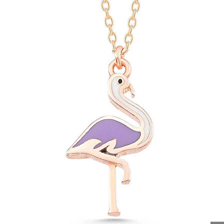 Gümüş Rose Flamingo Kadın Kolye