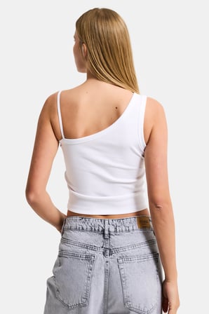 Kadın Beyaz w5 Drop Detaylı Tek Kol Askılı Özel Elastan Kumaş Body