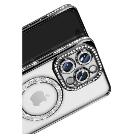Apple iPhone 16 Pro Max Kılıf Joke Simli Magneticsafe Kılıf - Siyah
