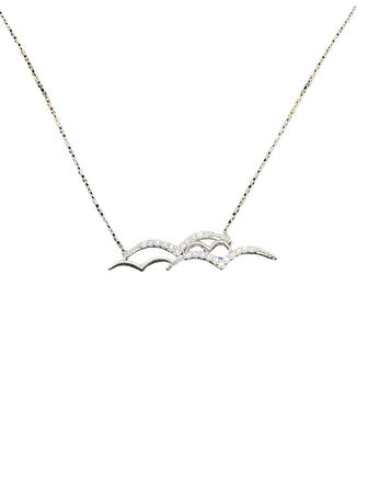 925 Ayar İthal Gümüş Zirkon Taşlı 🕊️ Uçan Kuşlar Model Kolye Anlamlı ve Şık Tasarım