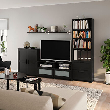 Tv ünitesi, siyah, 258x41x190 cm