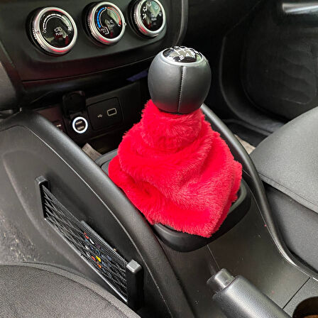 Yumuşak Peluş Vites Körüğü Vites Süsü Kırmızı