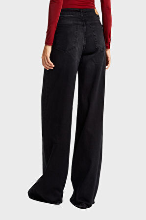 Kadın Füme Renk 2w5-1 LYL36 Palazzo Fit Likralı Esnek Kumaş İç Boy 83cm Denim Jean