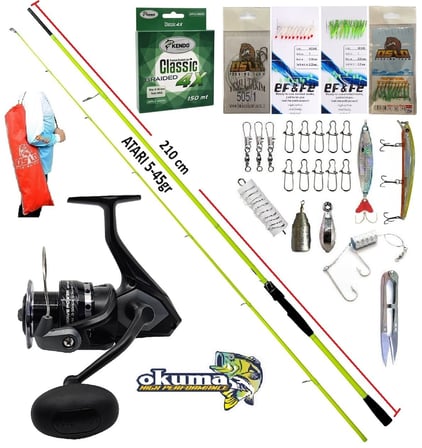 Okuma Wave Power 3000 210cm 5-45gr Karbon High Tech Palamut Çupra Çinekop  Spin Olta Takımı Seti