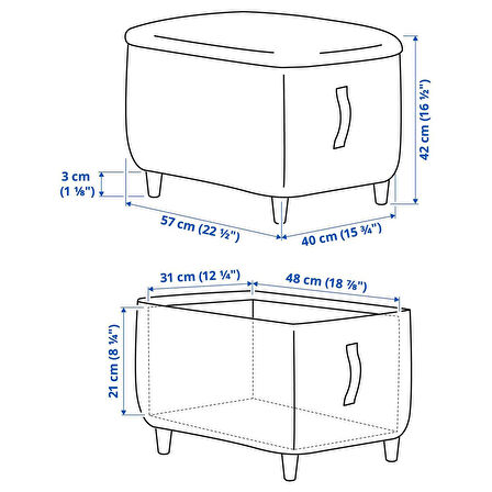 Saklama gözlü puf, gunnared siyah-gri