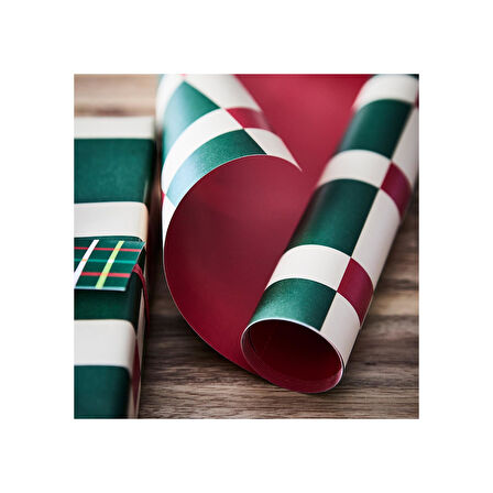 Hediye paketi kağıdı, kırmızı-yeşil, 3x0.7 m/2.10 m²