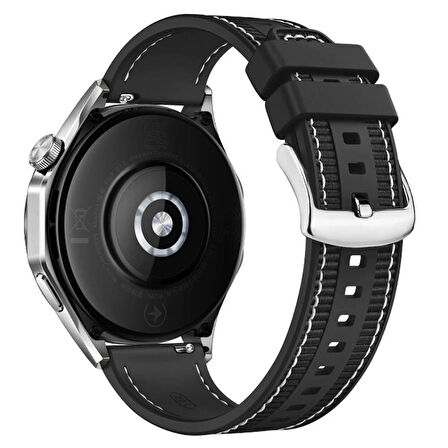 Samsung Galaxy Watch 46mm ile Uyumlu Spor Örgü Desenli Dikişli 22mm Silikon Kordon