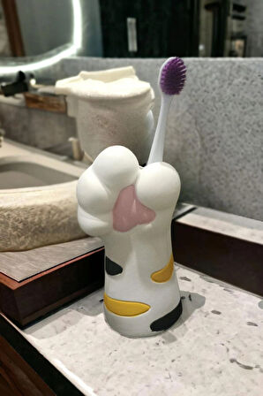 Vazo Kedi Pençe Dekoratif Diş Fırçalığı Çok Amaçlı 14x7x7cm