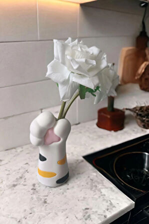 Vazo Kedi Pençe Dekoratif Diş Fırçalığı Çok Amaçlı 14x7x7cm