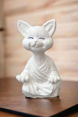 Yoga Yapan Kedi Biblo Meditasyon Kedi Heykeli 12.5x8x5.5cm