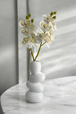Taş Yığın Vazosu El Yapımı Minimalist Bohem Tarz İskandinav 14x6x4cm