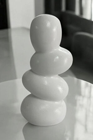 Taş Yığın Vazosu El Yapımı Minimalist Bohem Tarz İskandinav 14x6x4cm