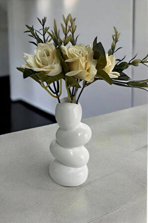 Taş Yığın Vazosu El Yapımı Minimalist Bohem Tarz İskandinav 14x6x4cm