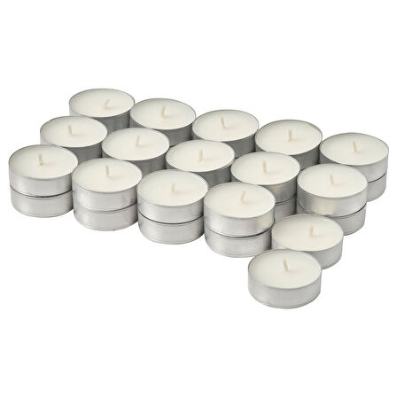 Kokulu tealight mum, beyaz, 3.5 saat, 30 adet, Temiz çamaşır