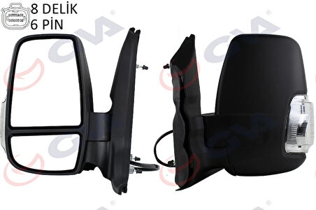 DIŞ DİKİZ AYNASI SOL TRANSIT 2014 ELEKTRİKLİ ISITMALI BEYAZ SİNYALLİ DESENLİ KONVEKS 6 FİŞ VM-6329EHL 1911145 BK3117683EA5JA