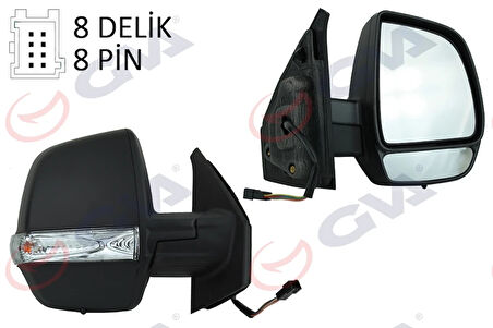 DIŞ DİKİZ AYNASI SAĞ DOBLO 2011 ELEKTRİKLİ ORTADAN SİNYALLİ SİYAH KAPAKLI ÇİFT CAM KONVEKS 8 FİŞ VM-669EHR 735497871