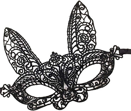 Siyah Dantel Kesim Balo Parti Maskesi 7 No