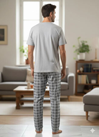 ERKEK MAVİ KISA KOL PİJAMA TAKIM