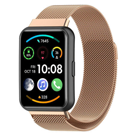 Huawei Watch Fit 2 ile Uyumlu Metal Tel-Örgü işlemeli Kordon