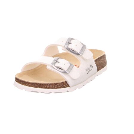 Superfit Fussbett Kadın Mantar Tabanlı Beyaz Simli Terlik