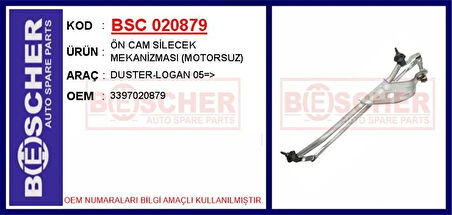 ÖN CAM SİLECEK MEKANİZMASI MOTORSUZ DUSTER-LOGAN 2005 3397020879