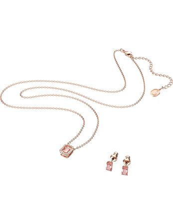 Millenia Set, Sekizgen kesimli Swarovski zirkonya, Pembe, Pembe altın rengi kaplama, 5620548