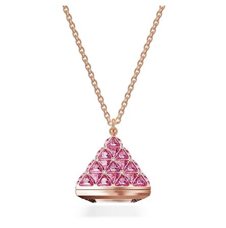 5628296 Swarovski Kolye Saat Pendant Watch, Triangle cut, Pink Rose gold-tone finish