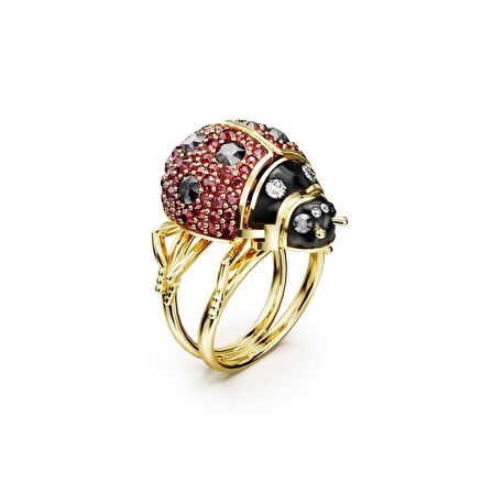 5672428 Swarovski Yüzük Idyllia Cocktail Ring, Ladybug, Red, Gold-Tone Plated